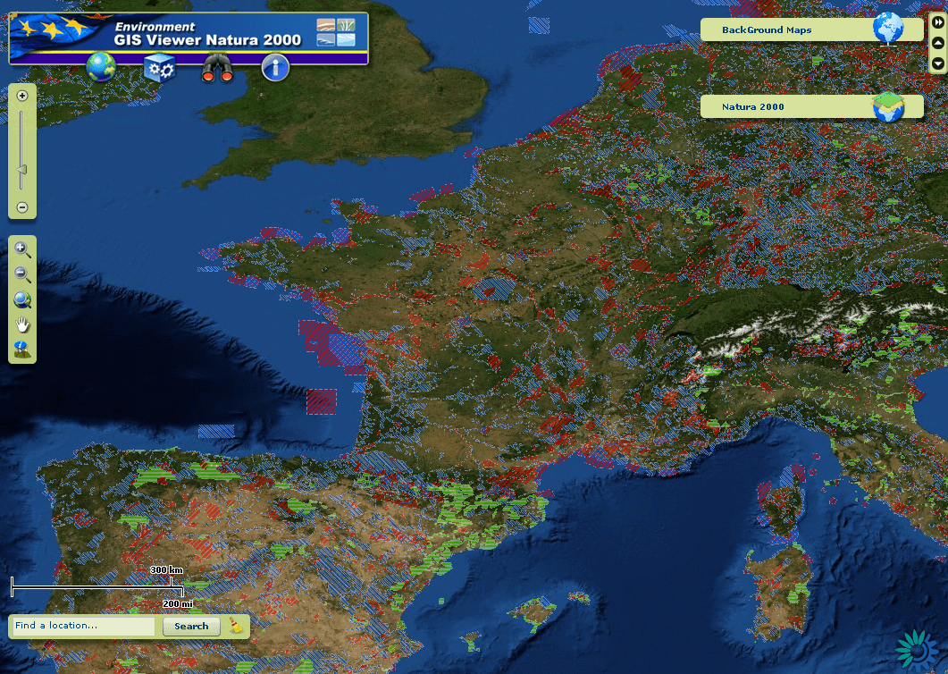 ГИС-вьюверы. Натуре карта. Natura 2000.